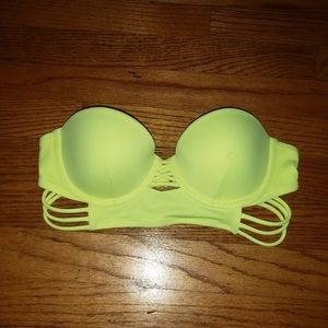 Strapless Neon Yellow Victoria's Secret Push-Up Swim Top